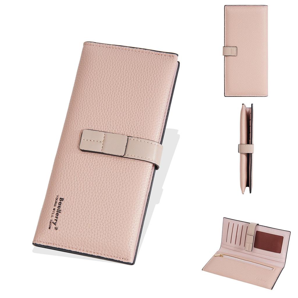 Baellerry Women's Korean Style Color Block Multi-Card Long Wallet Clutch