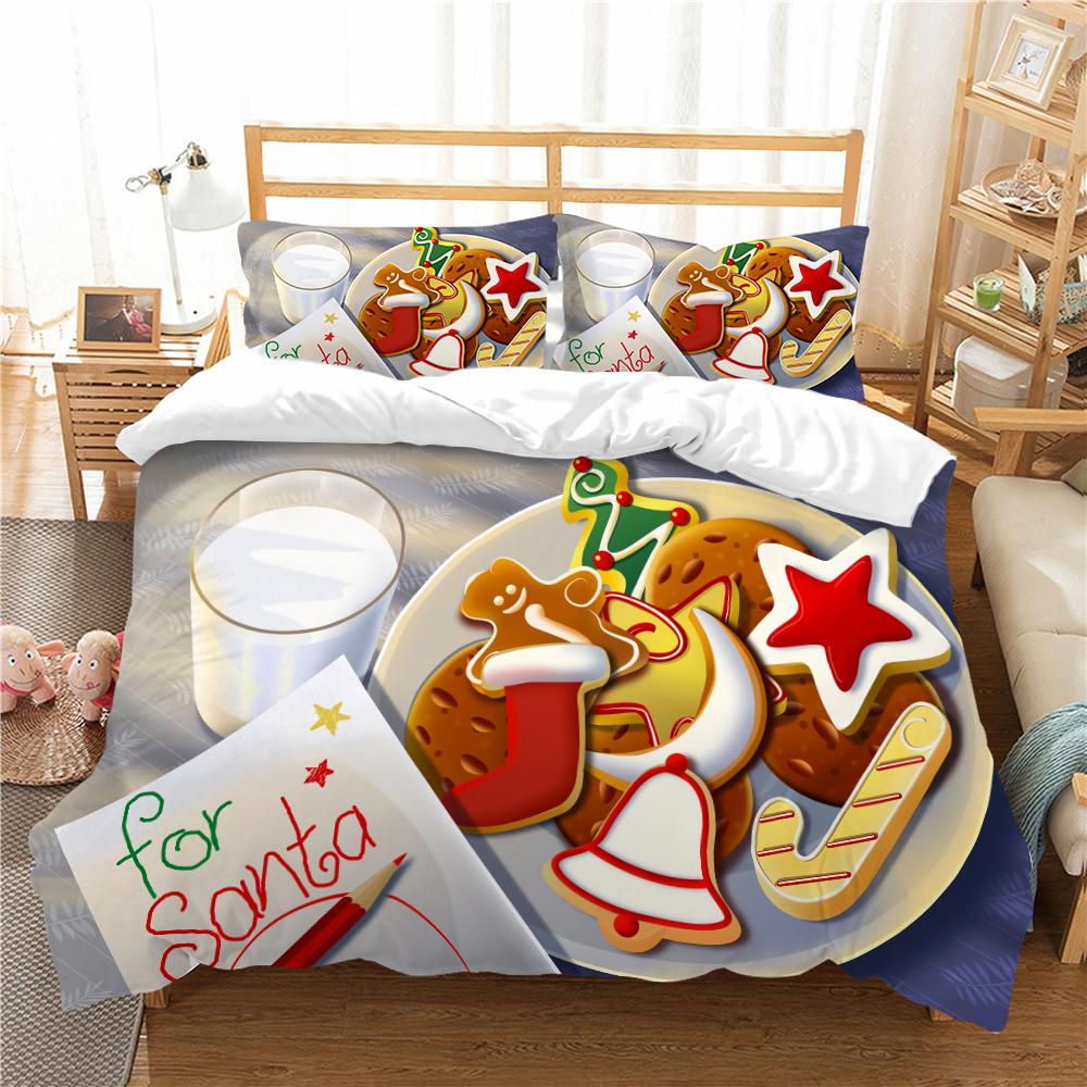 

3D Рождественский комплект постельного белья, Рождественский подарок, пододеяльник, наволочка 2 или 3, AU/EU/DE/ES, полный размер, мягкое украшение для дома Baby 100x135cm