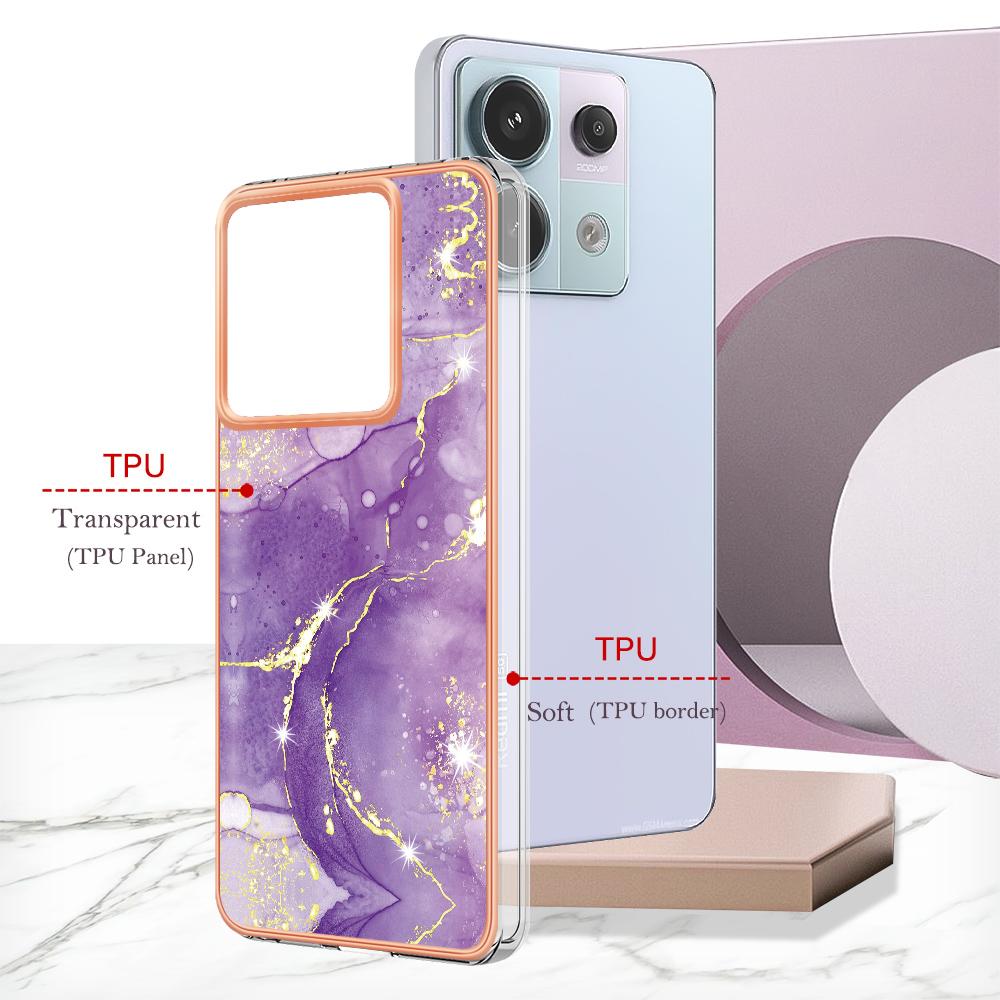 For Xiaomi Redmi Note 13 Pro 5G/Poco X6 5G TPU Case with IMD Marble Pattern Electroplated Back Cover
