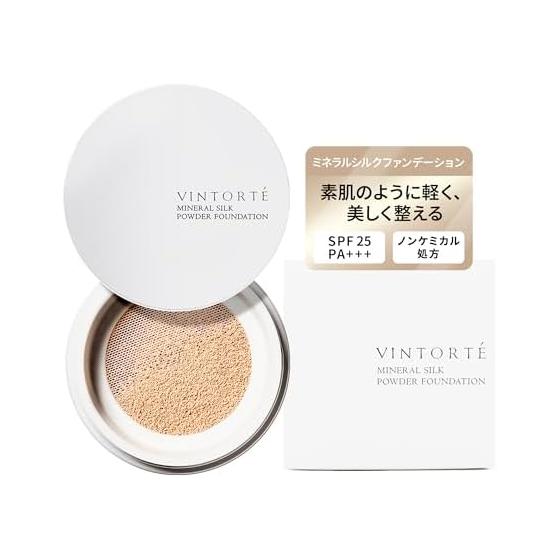 VINTORTE Silk Mineral Foundation [Mineral Powder Face Powder Makeup] Highlight Beige