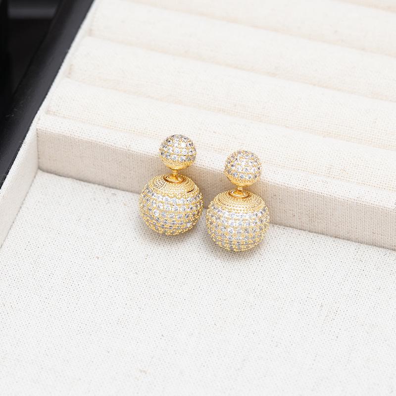 Elegant Light Luxury Zircon Inlaid Ball Earrings for Women