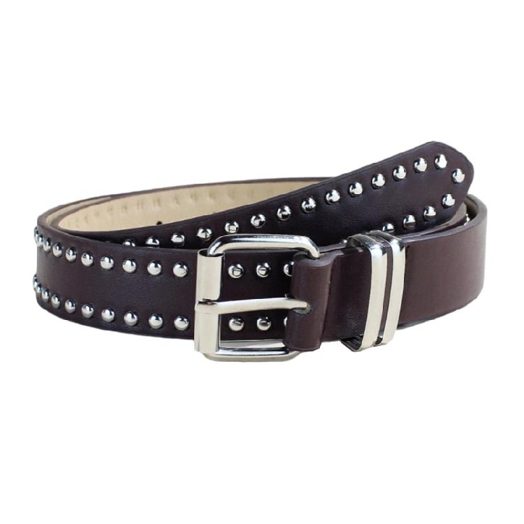 

Talented Punk Style Belt For Jeans And Dresses Adjustable Length PU Leather Strap With Metal Secure Embellishments кофейный