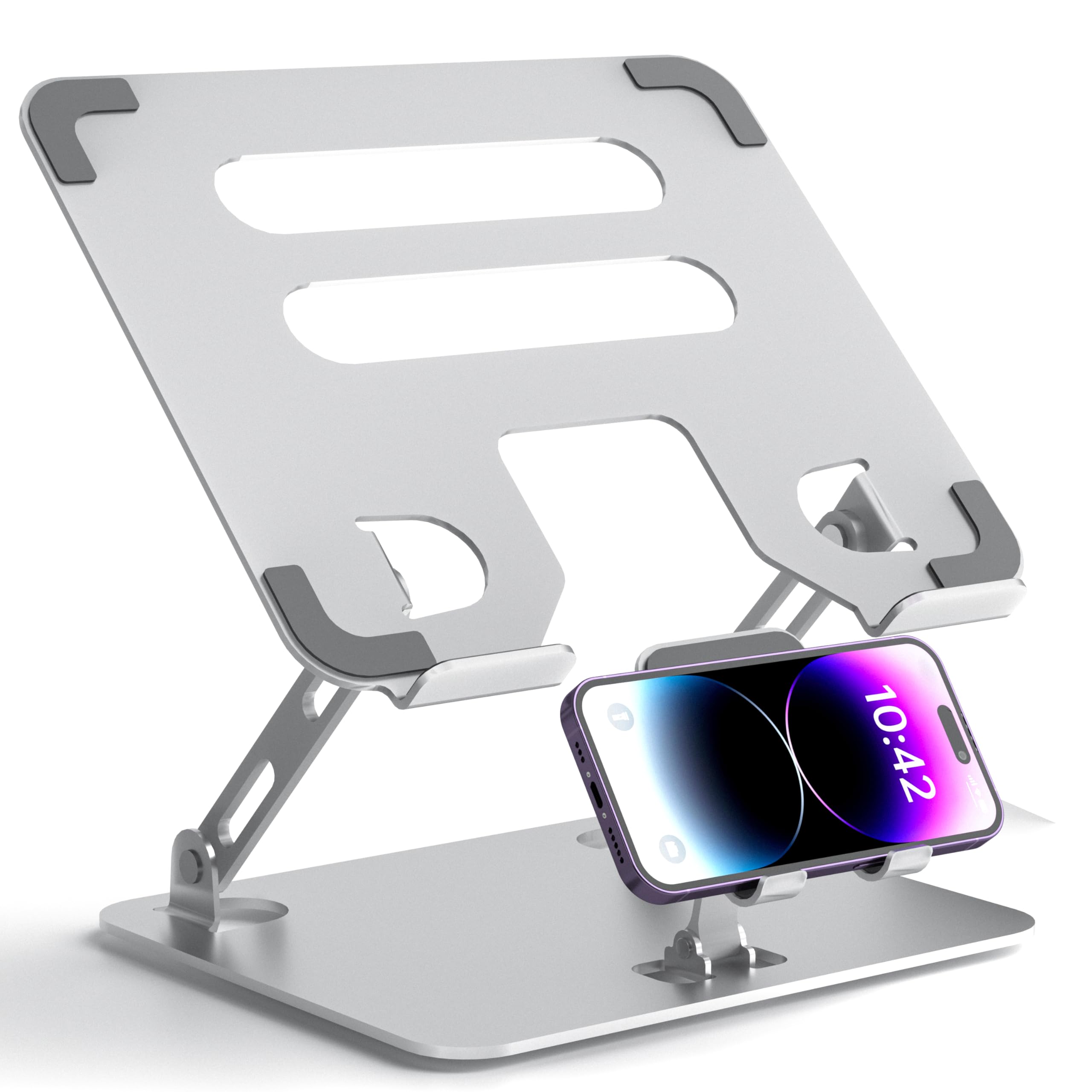 

Подставка для ноутбука со смартфоном, компьютерная, с бесступенчатой регулировкой высоты и угла, с мерами по отводу тепла и эргономичным улучшением, совместимая с совместима с