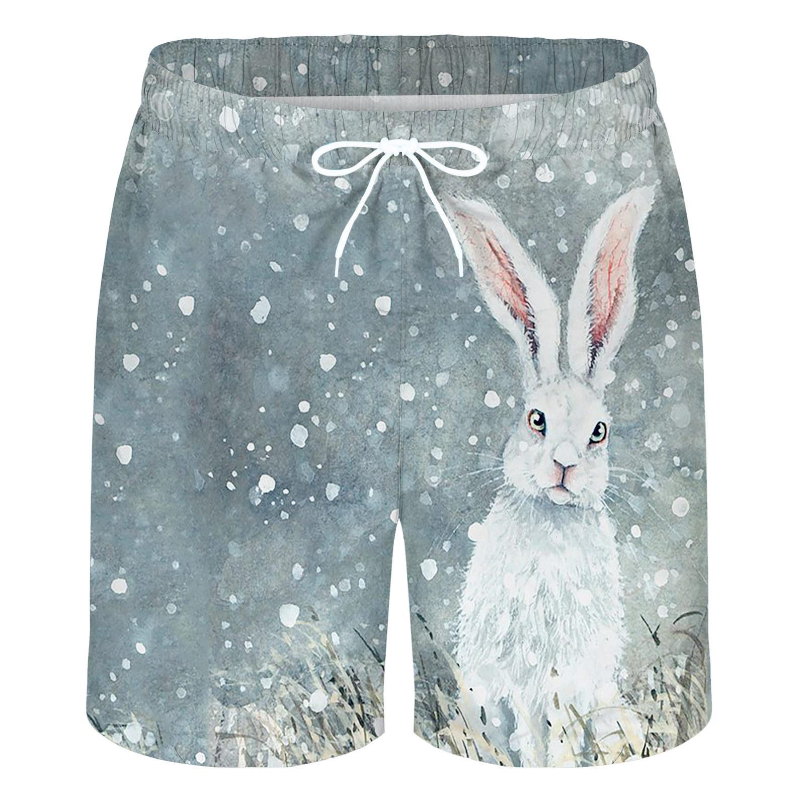 

Мужские летние пляжные брюки из ткани Health Fabric Black Stretch Casual Ordinary с 3D-принтом для мужчин с рисунком кролика 6XL