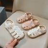Summer New Style Girls' Sandals, Korean-style Closed-toe Princess Shoes for Little Girls, Breathable Hollow-out Soft Sole Beach Shoes