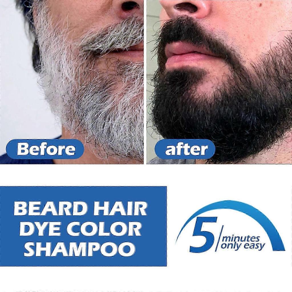 Tinte para Barba Negra para Hombres en 5 Minutos y Tinte Negro de Larga Duración para Cubrir Canas, Color de Retoque de Raíces para Barba y Bigote de Hombres