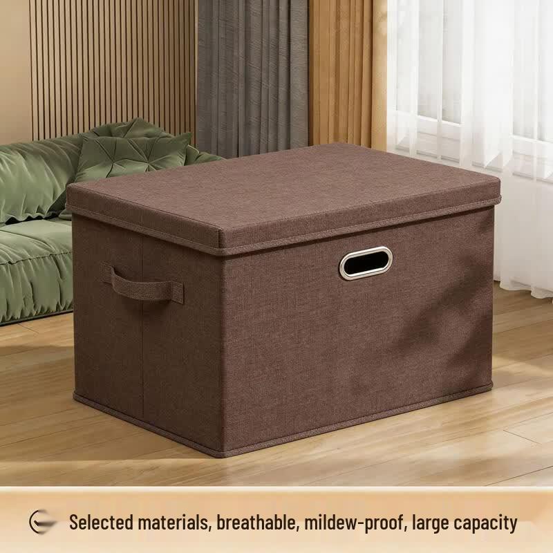 Hantun Foldable Cotton Linen Storage Box with Lid
