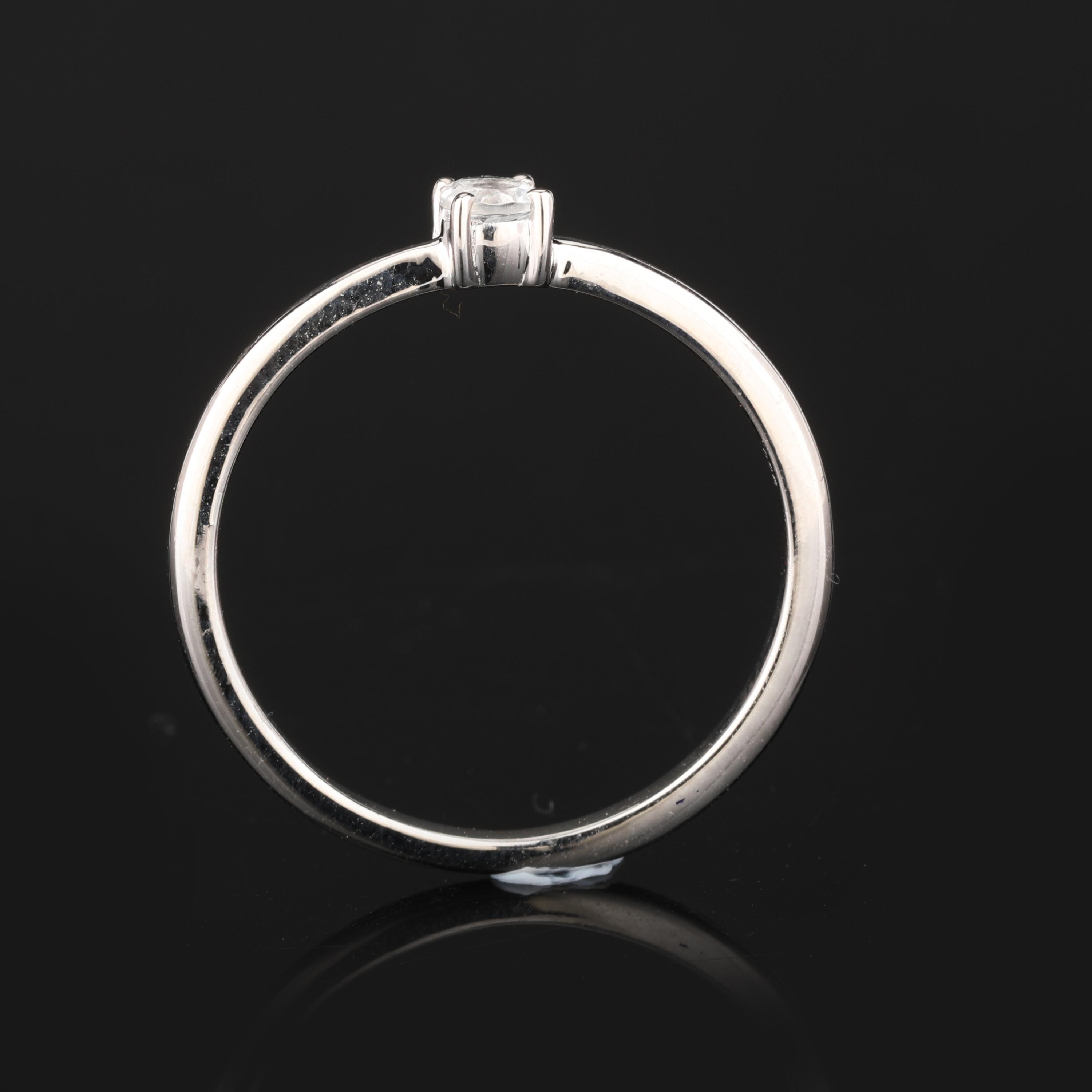 

White Topaz 3mm Round Ring 925 Sterling Silver Rhodium Plated Elegant Jewelry білий