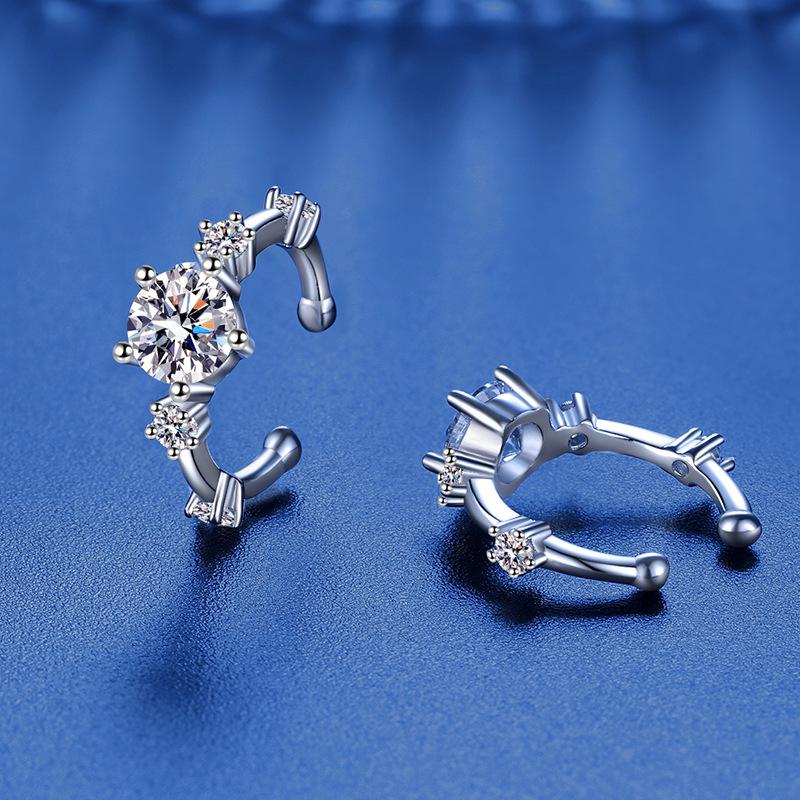 S925 Sterling Silver Moissanite Ear Cuff: Light Luxury No-Piercing Earrings