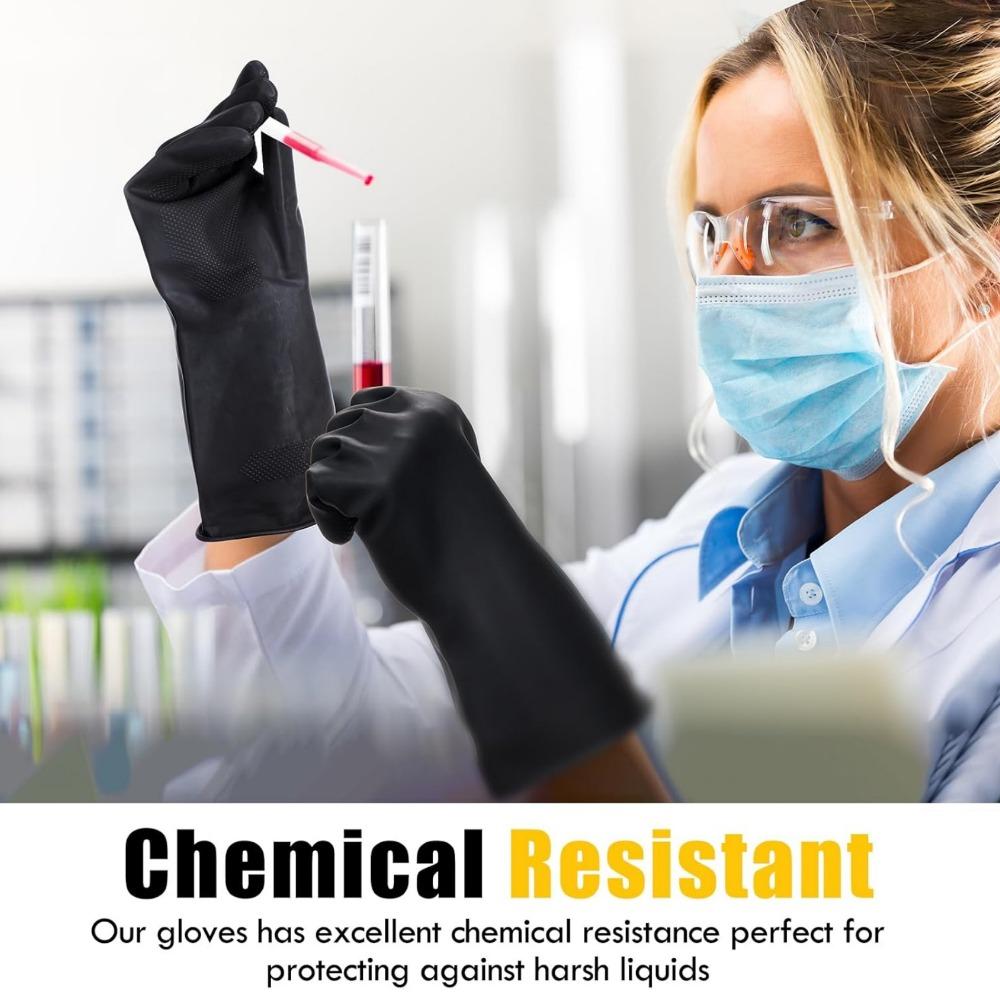 Heavy Duty Latex Gloves Multi-purpose Kitchen Dishwashing Scrub Gloves Household Non-slip Wear-Resistant Black Work Latex Gloves