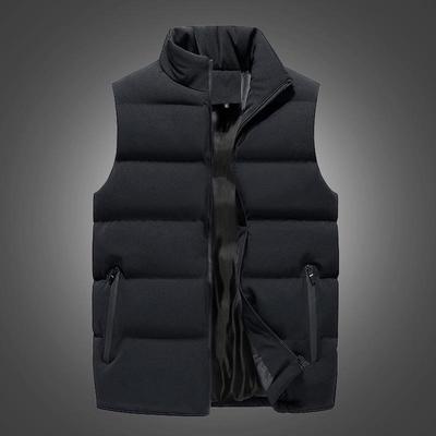 Men's Cotton-Padded Stand Collar Vest - Autumn/Winter Casual Sleeveless Outerwear