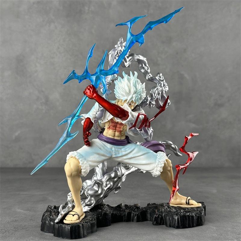 Anime Figure Gear 5 Thunderbolt Nika Luffy Toy Model Statue Collection Desktop Decoration