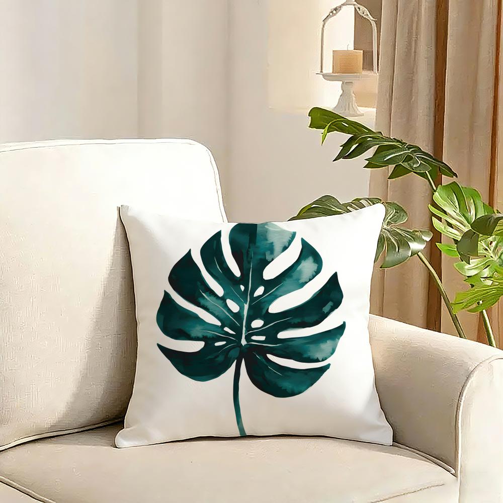 Modern Style Leaf Cushion Cover Reversible Plush Pillow Cover Soft Fluffy Home Decor for Sofa Bedroom