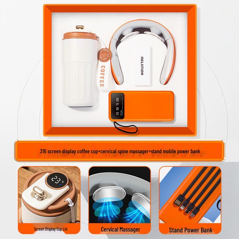 Customized Business Gift Set: Coffee Cup & Power Bank for Company Events