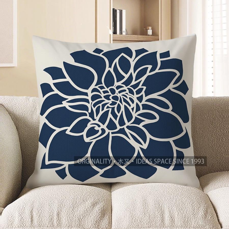 Home Decor Stylish Blue And White Floral Pattern Pillow Pattern Cushion Cover Suitable For Sofa Bedroom Car Pillow Cover