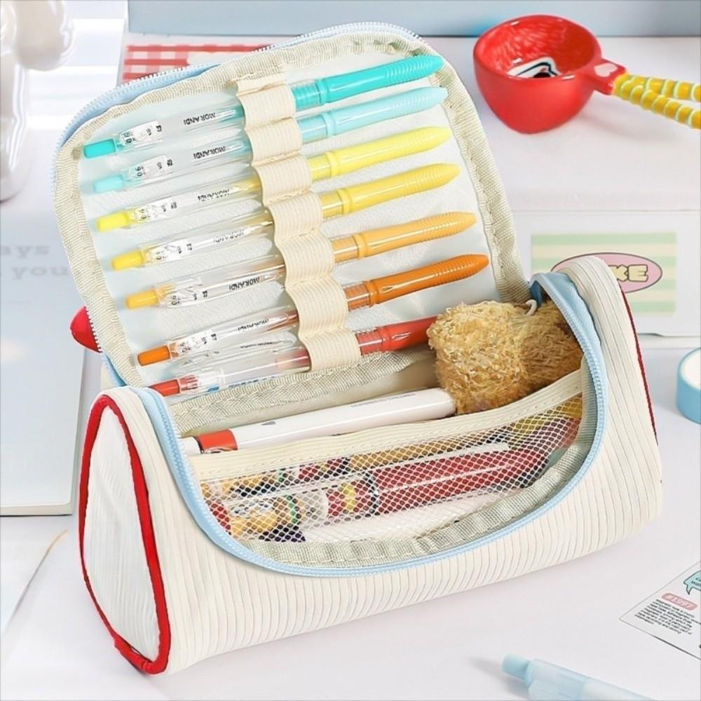 Candy Color Colorblock Kitten Pencil Case Large Capacity Cat Pencil Pouch  Office