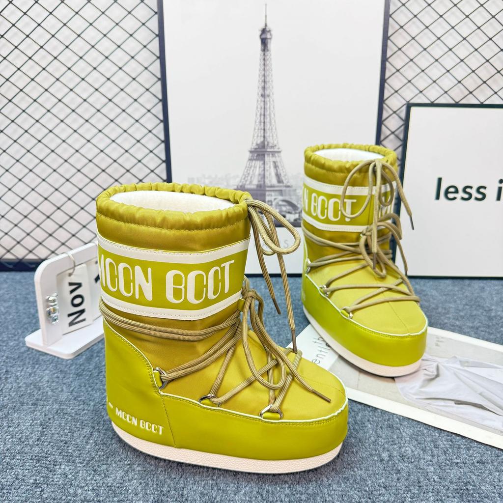 2026 New Heightening Autumn and Winter Moon Boots Women's Non-slip Warm Snow Boots Trendy Boots Ruffian Young Same Boots Medium Tube Lace-up