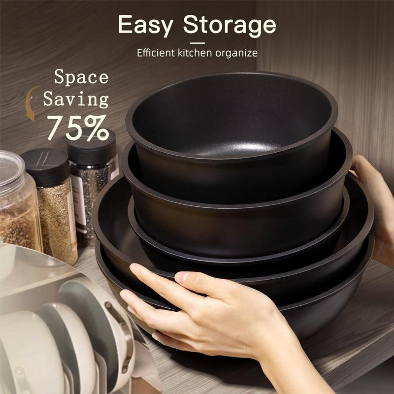 Multi-Functional Ceramic Non-Stick Cookware Set: Detachable Wok, Frying Pan, and Soup Pot
