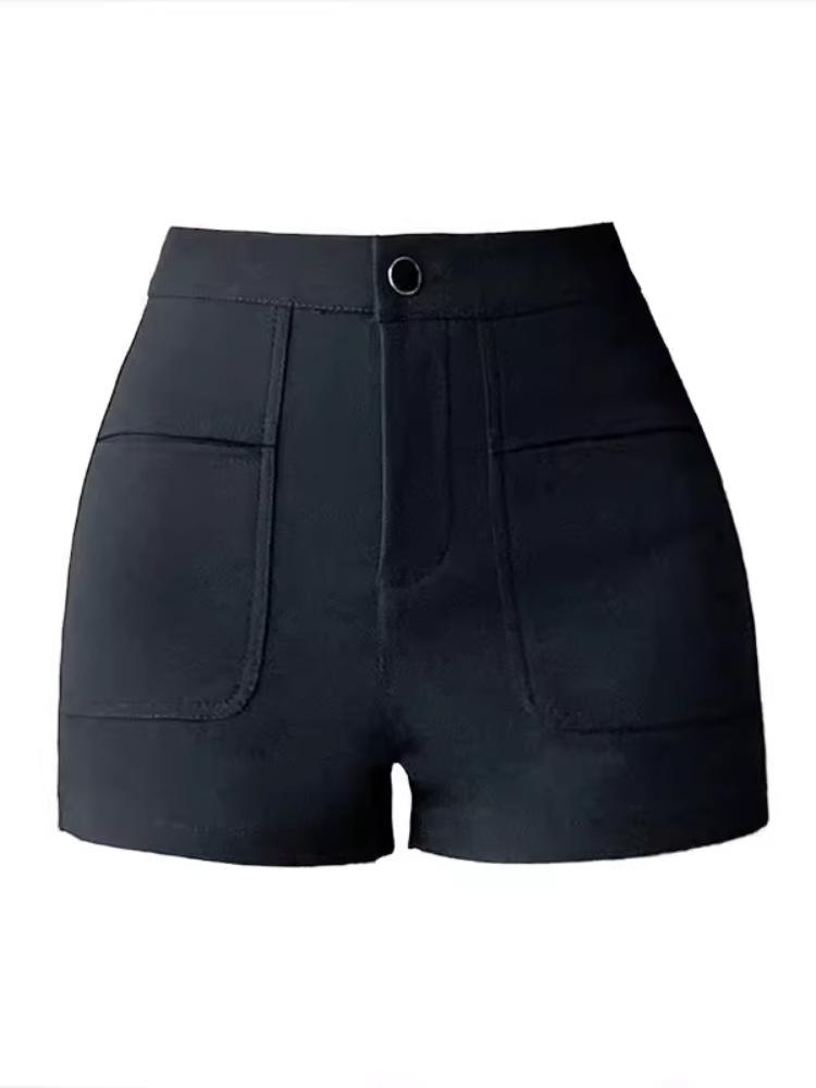 2023 Women's High-Waisted Black Suit Shorts - Sexy Wide-Leg Boot Pants for Autumn/Winter