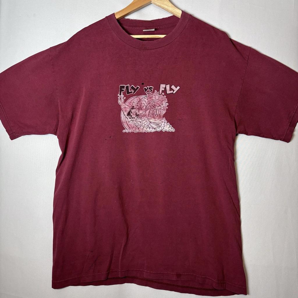 Vintage 90s Y2K Fly Vs Fly Cartoon Network Show Promo Tee Shirt Red Rare A167