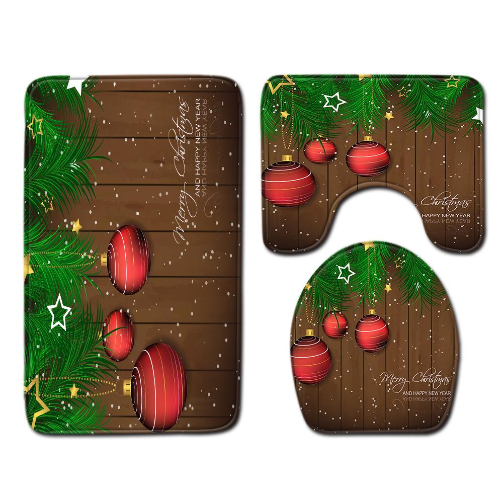 Christmas Bathroom Floor Mat Toilet Three-Piece Set