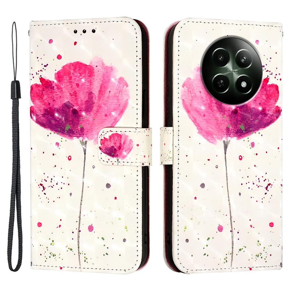 For Realme 12 5G Leather Case Pattern Printing Wallet Stand Mobile Cover with Strap