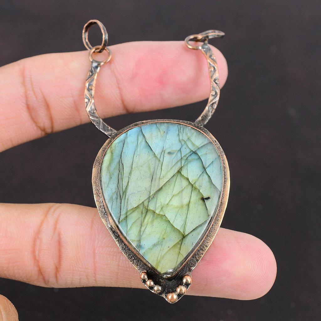 Labradorite Pendant Copper Pendant Handmade Jewelry Original Gemstone Pendant Labradorite Copper Jewelry Healing Stone Pendant Gift For Her