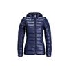 SS23 Eng anliegende einfarbige bedruckte Kapuzen-Daunenjacke Damenjacken Blau 8NTB14-TN12Z-1554