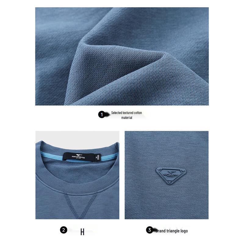 SEPTWOLVES Men's Cotton Blend Long Sleeve Crew Neck Sweatshirt