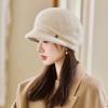 Autumn and Winter Women's Wool Thermal Hat Fashionable Velvet Thickened Large Head Circumference Wool Knitted Hat