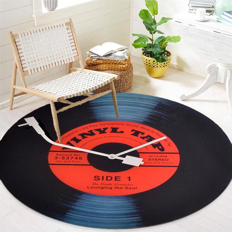 S Vinyl-Tap-Player Runder Teppich Rutschfester Bereichsteppich Bürostuhlmatte Teppich für Wohnzimmer Schlafzimmer Heimdekoration
