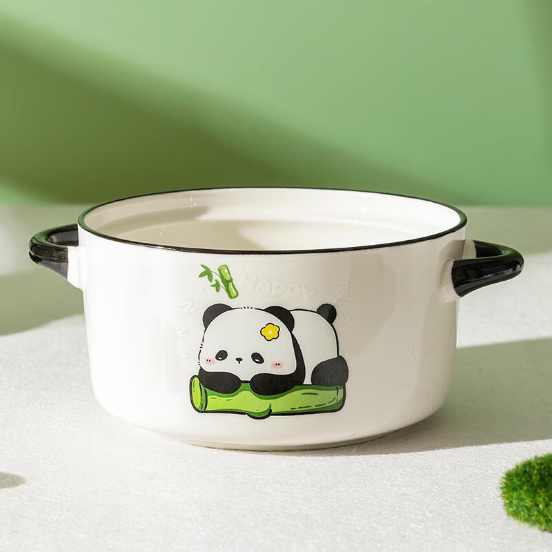 Cute Panda Ceramic Instant Noodle Bowl Set