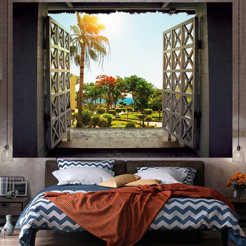 Okenní dekorace v ins stylu Velký gobelín Nástěnná geometrie Hippie gobelín Domácí pokoj Dekor Estetická dekorace