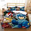 Rockman Megaman Game All Season Bedding Set Printed Bed Set Duvet Cover Sheet Pillowcase Soft Quilt Cover Full Queen King Size
