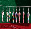 Sweet Colorful Stripes Candy Cane Earrings for Women Simple Christmas Candy Hook Earrings New Year Festive Party Jewelry Gifts