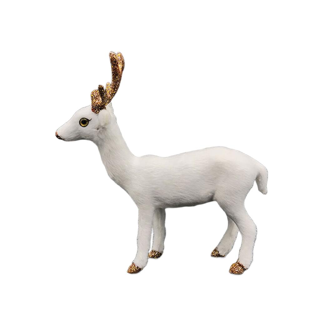Realistic Reindeer Figures Christmas Decorations Plush Deer Model Collectible Table Desk Ornaments Home Decors Gift