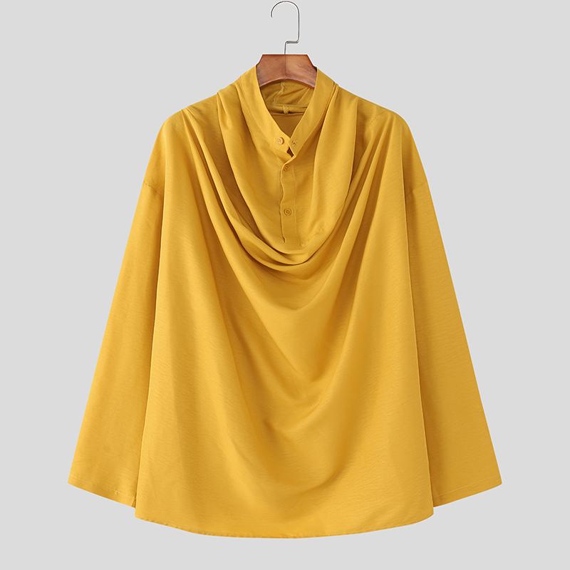 

INCERUN Мужские рубашки с отложным воротником, длинным рукавом, на пуговицах, повседневные, свободного кроя 4XL жёлтый