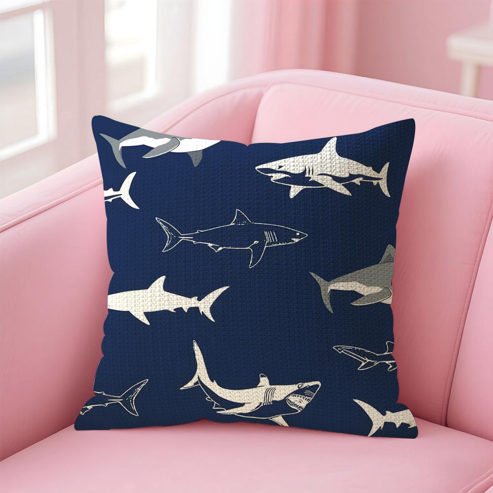

Shark Fashion Cushion Cover Natural Linen Pillow Case DoubleSided Print Decorative Sofa Pillowcase Home Decor Gift 30x30cm