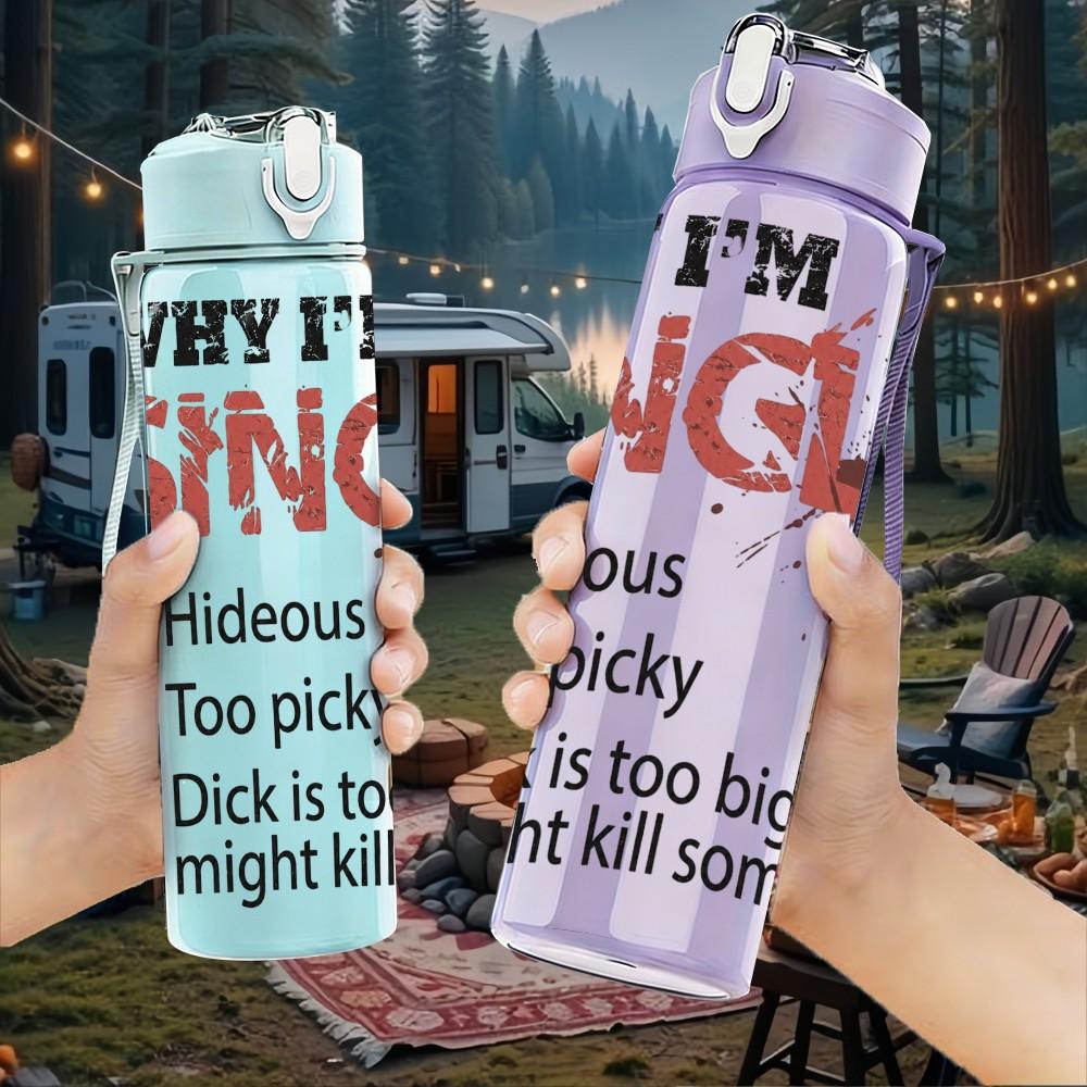 1PC Why Single Text 750ml sports water bottle leakproof straw lid outdoor office home