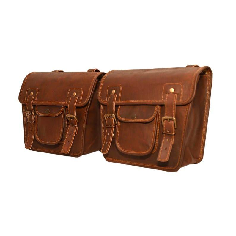 Handmade Leather Motorcycle Saddle Bags: Royal Enfield, Harley, Cruiser