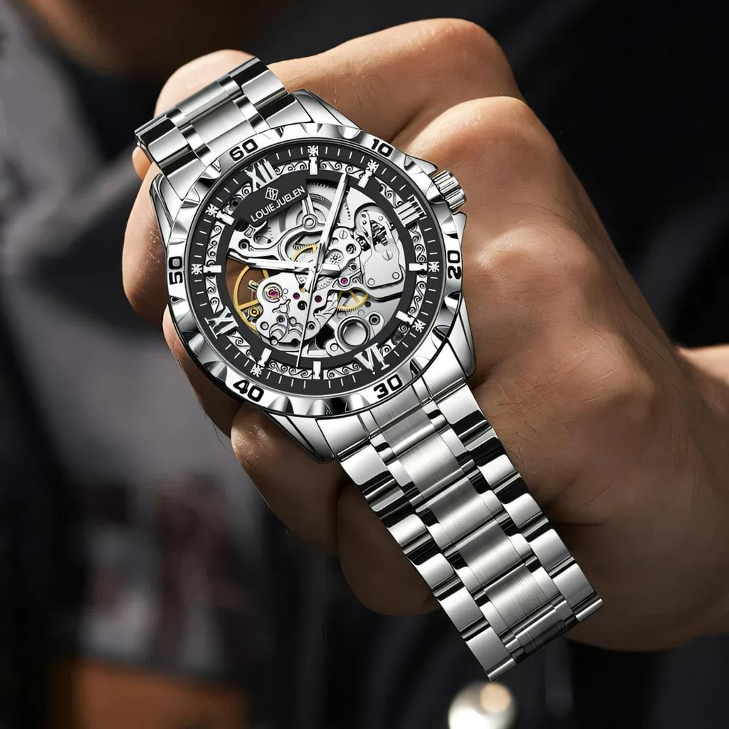 Hollow Skeleton Men's Mechanical Wristwatches Fashion Luminous Watch Men Business Waterproof Automatic Watch For Men