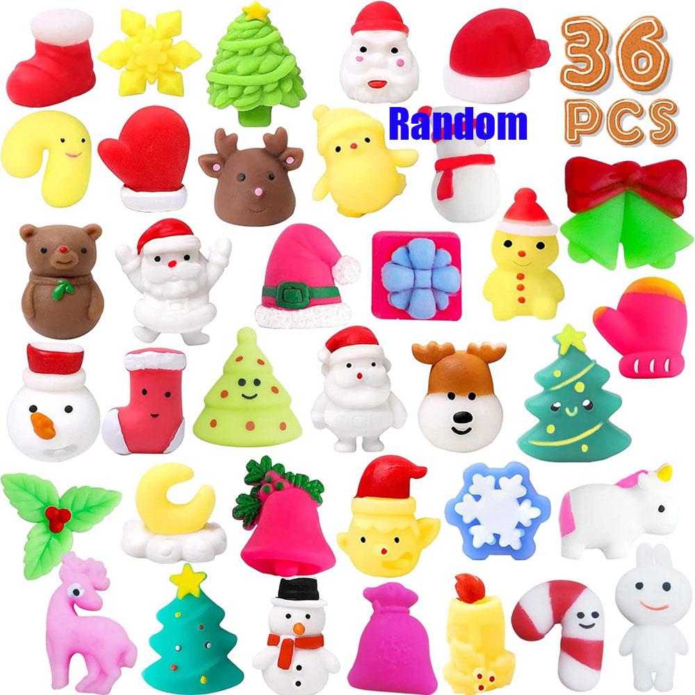 Kerst Speelgoed 12/36 STuks voor Kinderen Kerstman Sneeuwpop Kerstkous Vullers hi Squishy Stressverlichter Angst Speelgoed Feest Bedankjes
