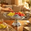 Fruit Bowl with Handles Embossed Pedestal Stylish for Dining Table