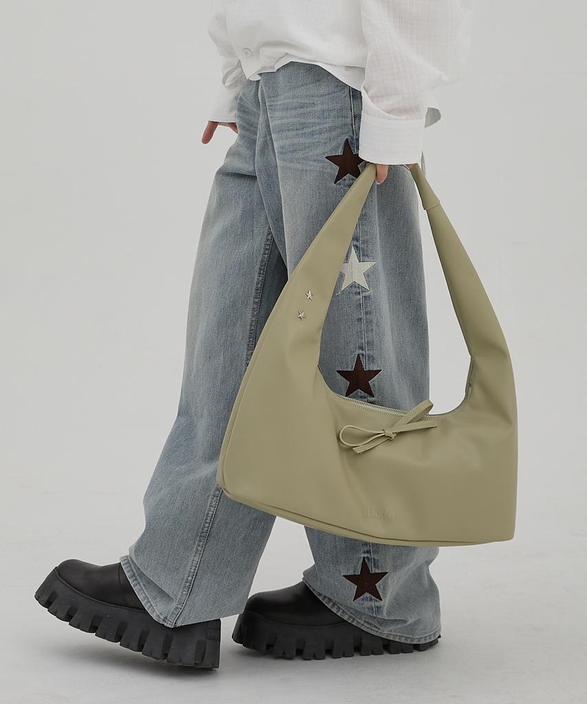 Waikei Artificial Leather Ribbon Hobo Bag Mint