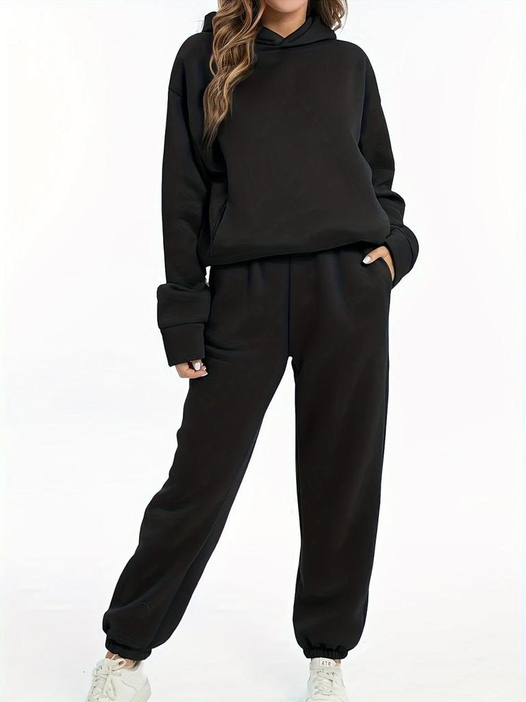 2024 Spring/Autumn Women's Fashion Thick Long-Sleeve Sweatshirt and Pants Set