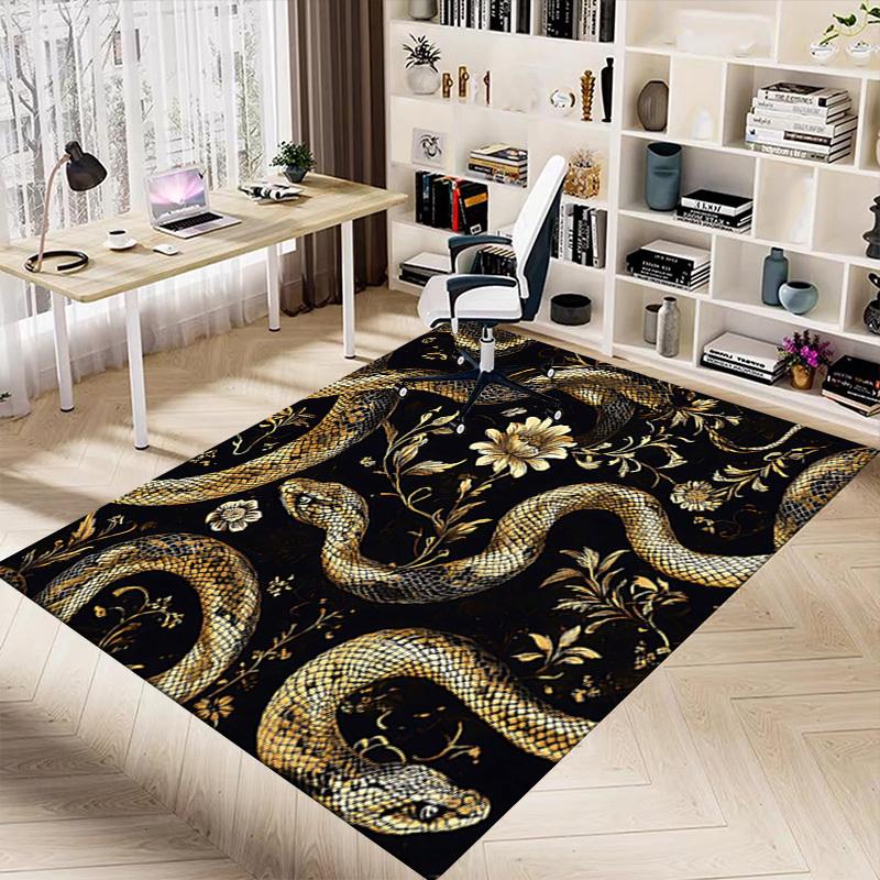 1PC Snake Flowers Non-Slip Floor Carpet Compatible for Office&Living Room&Bedroom&Dining room - Flat-Weave Machine-W267
