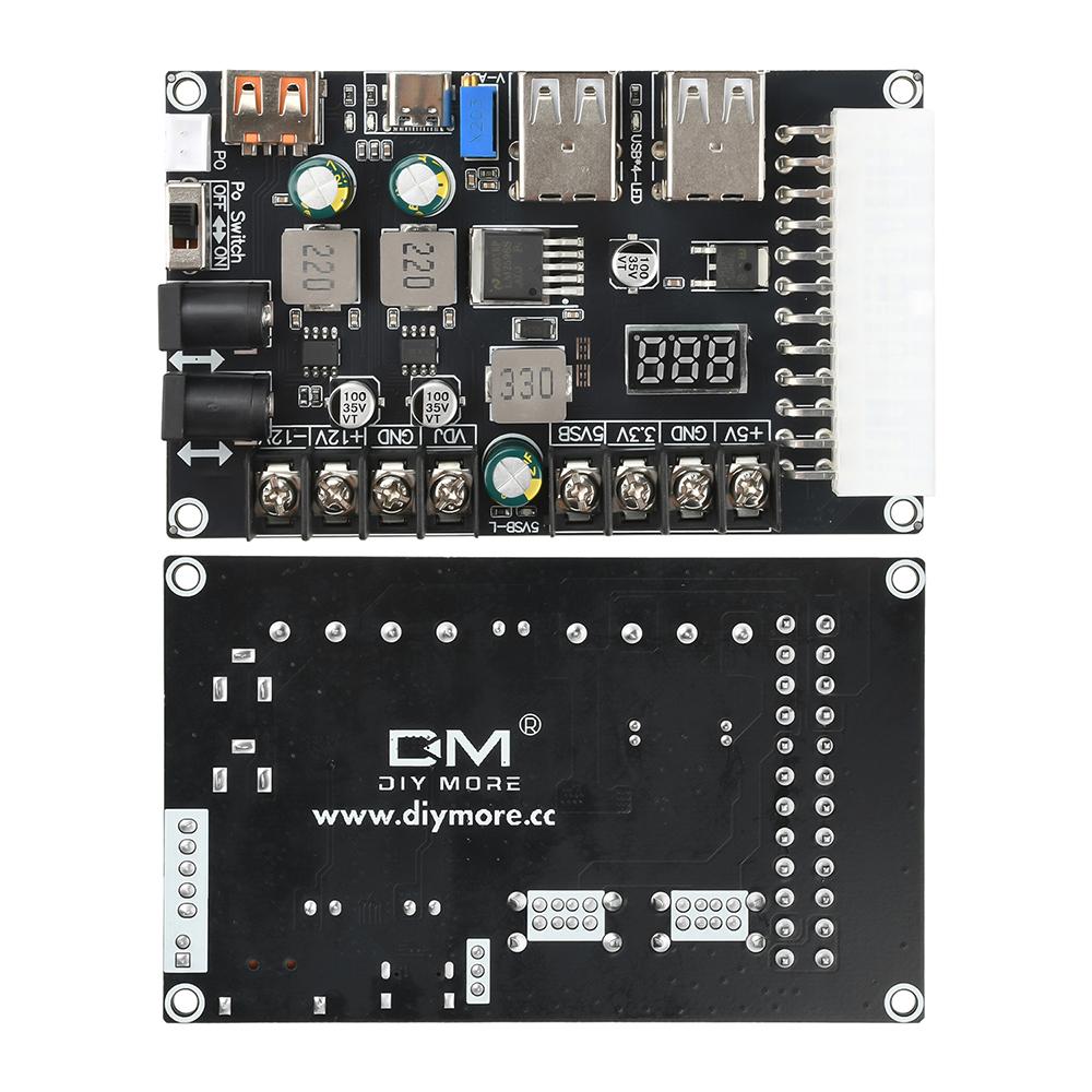20/24-Pin ATX-Netzteil-Adapterplatine Desktop-Computergehäuse Netzteil Schnellladung Einstellbare Spannung mit Roter Digitalanzeige