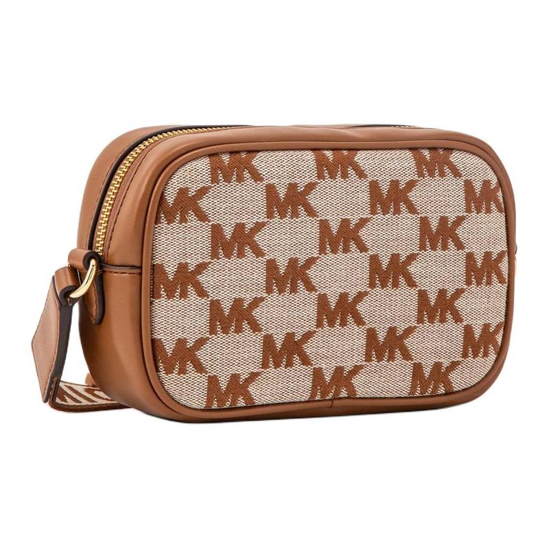 Michael Kors Maisie 2 IN 1 Brand Logo Adjustable Shoulder Strap Cotton and Polyester Crossbody Bag Small Women's Brown