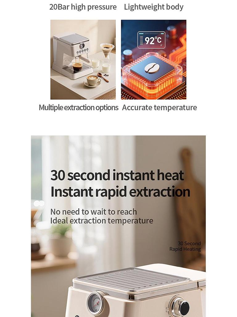 Macchina da Caffè Espresso Italiana Semiautomatica Transfrontaliera con Estrazione ad Alta Pressione e Montalatte Integrato