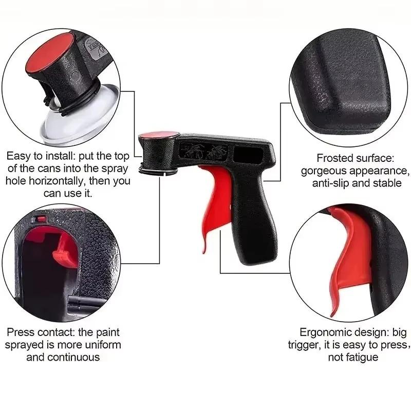 Paint Spray Gun Handle Aerosol Spray Tool Handle Adaptor with Full Grip Trigger Locking Collar Car Spraying Manual Repair Tools